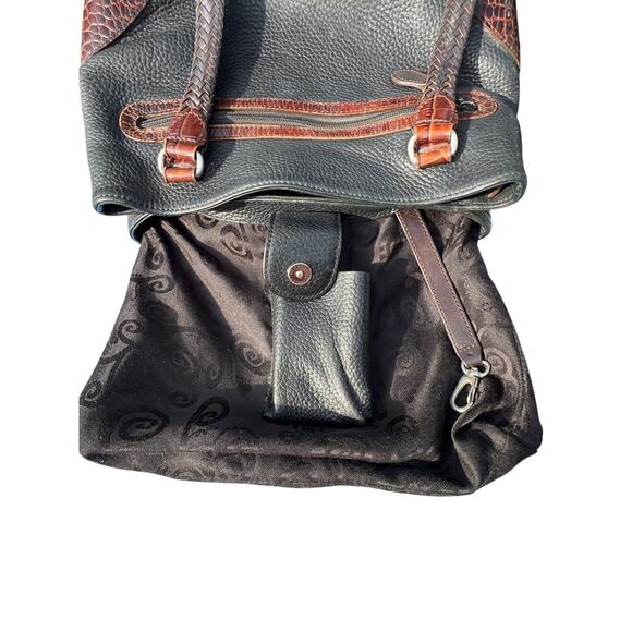 Brighton Classic Brown Croc and Black shoulder bag - Picture 11 of 14